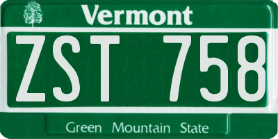 VT license plate ZST758