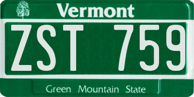 VT license plate ZST759