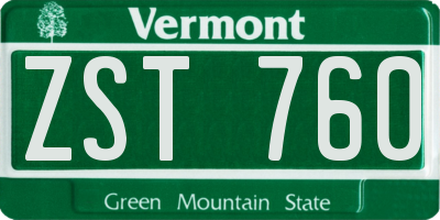 VT license plate ZST760