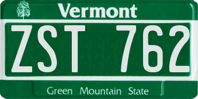 VT license plate ZST762