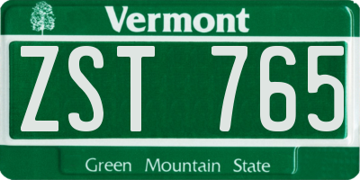 VT license plate ZST765