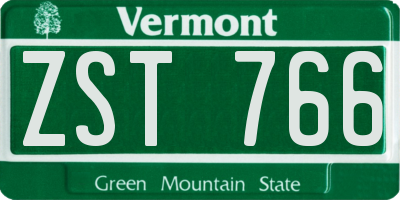 VT license plate ZST766