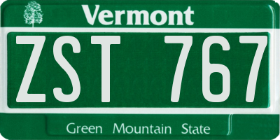 VT license plate ZST767
