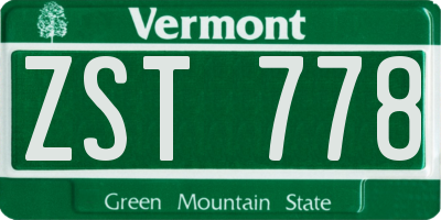 VT license plate ZST778