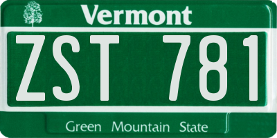 VT license plate ZST781
