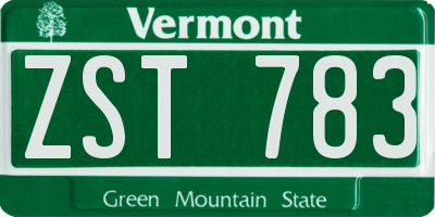 VT license plate ZST783
