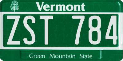 VT license plate ZST784