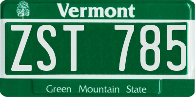 VT license plate ZST785