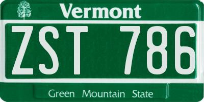 VT license plate ZST786