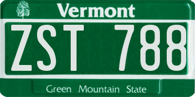 VT license plate ZST788