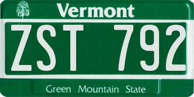 VT license plate ZST792