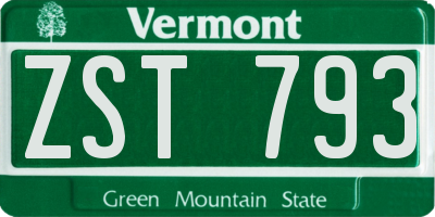 VT license plate ZST793
