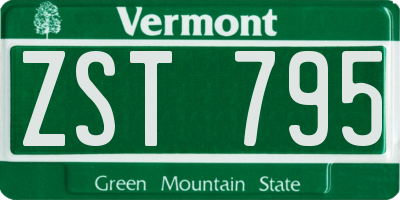 VT license plate ZST795