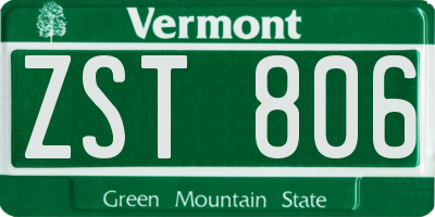 VT license plate ZST806