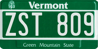 VT license plate ZST809