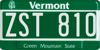 VT license plate ZST810
