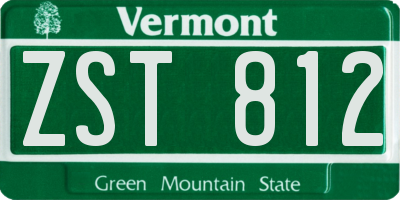 VT license plate ZST812