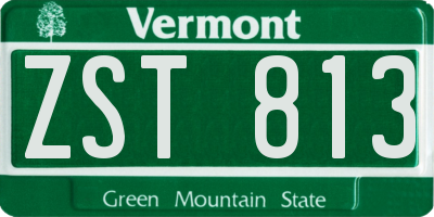 VT license plate ZST813