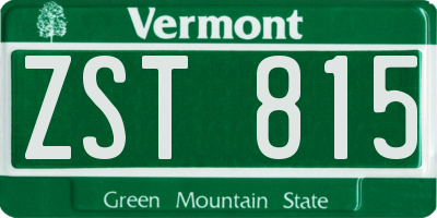 VT license plate ZST815
