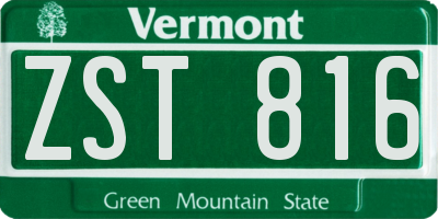 VT license plate ZST816