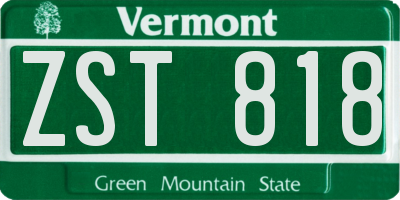 VT license plate ZST818