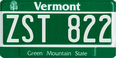 VT license plate ZST822