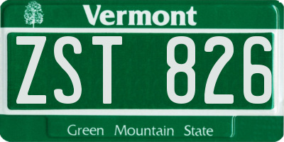 VT license plate ZST826