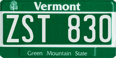 VT license plate ZST830