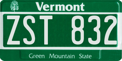 VT license plate ZST832