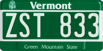 VT license plate ZST833