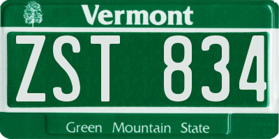 VT license plate ZST834