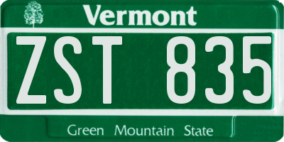 VT license plate ZST835