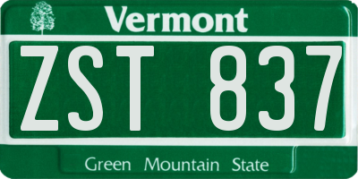 VT license plate ZST837