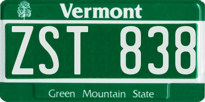 VT license plate ZST838