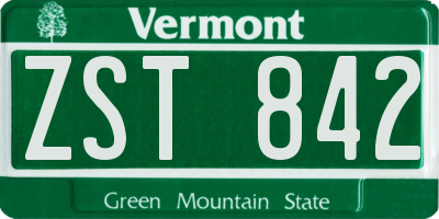 VT license plate ZST842