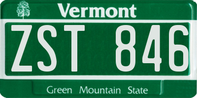 VT license plate ZST846