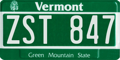 VT license plate ZST847