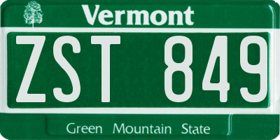 VT license plate ZST849
