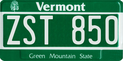 VT license plate ZST850