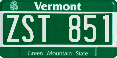VT license plate ZST851