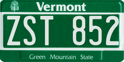 VT license plate ZST852