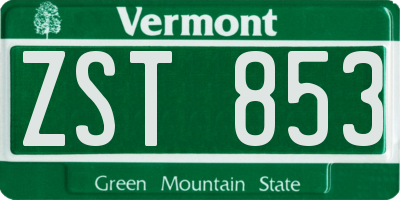 VT license plate ZST853