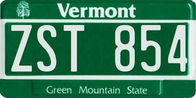 VT license plate ZST854