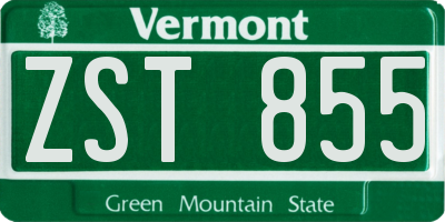 VT license plate ZST855