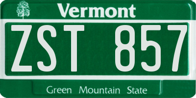 VT license plate ZST857