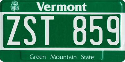VT license plate ZST859