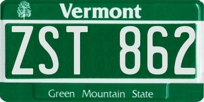 VT license plate ZST862