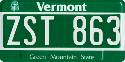 VT license plate ZST863