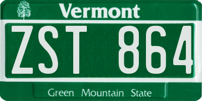 VT license plate ZST864