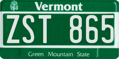 VT license plate ZST865